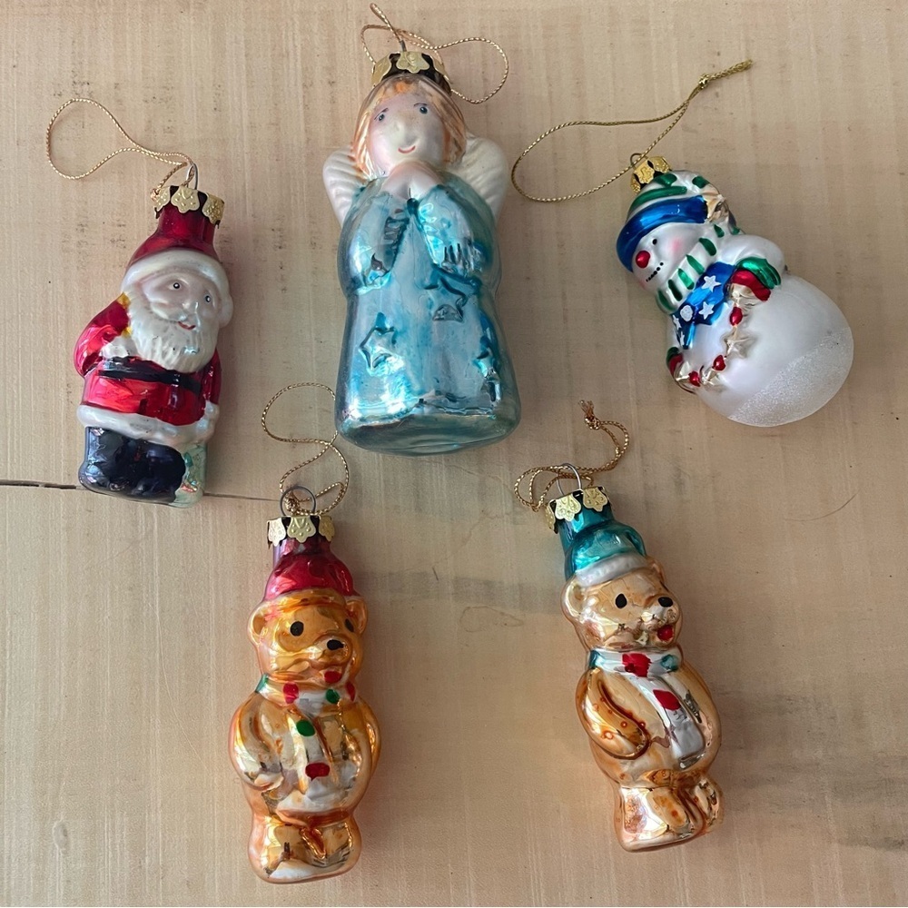$15 SALE Vintage Holiday Ornament Set - Santa, Angel, Snowman, and Bears - Picture 3 of 3